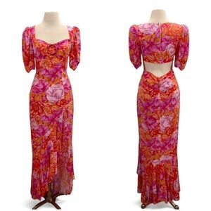 LOVERS AND FRIENDS $288 Resort Maxi Morgan Dress in Chai Floral Print Size Small